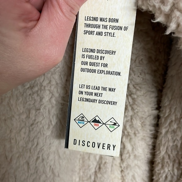 Leg3nd Discovery size XL zip up cream color teddy bear hoodie jacket - Picture 6 of 9